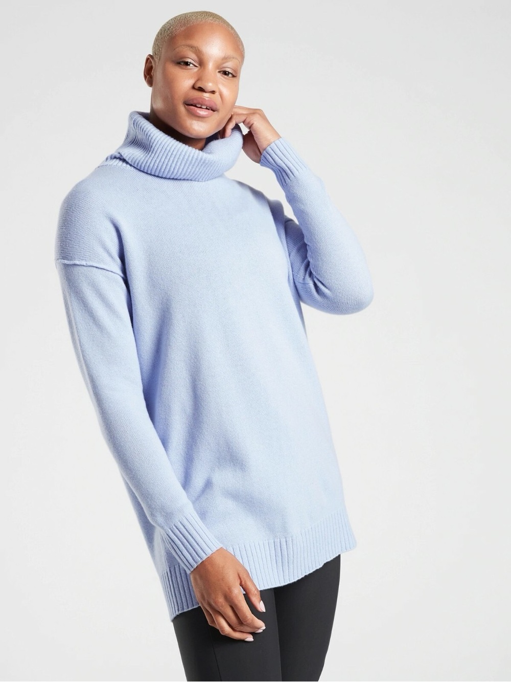 Athleta Cashmere Wool Bayshore Lilac Cowlneck Sweater Size Small